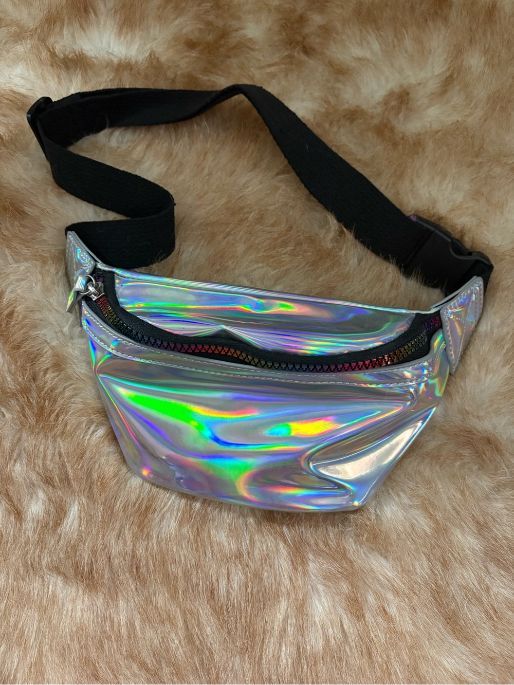 Fashion Nova Iridescent Hologram Fanny Pack - Rainbow Sheen